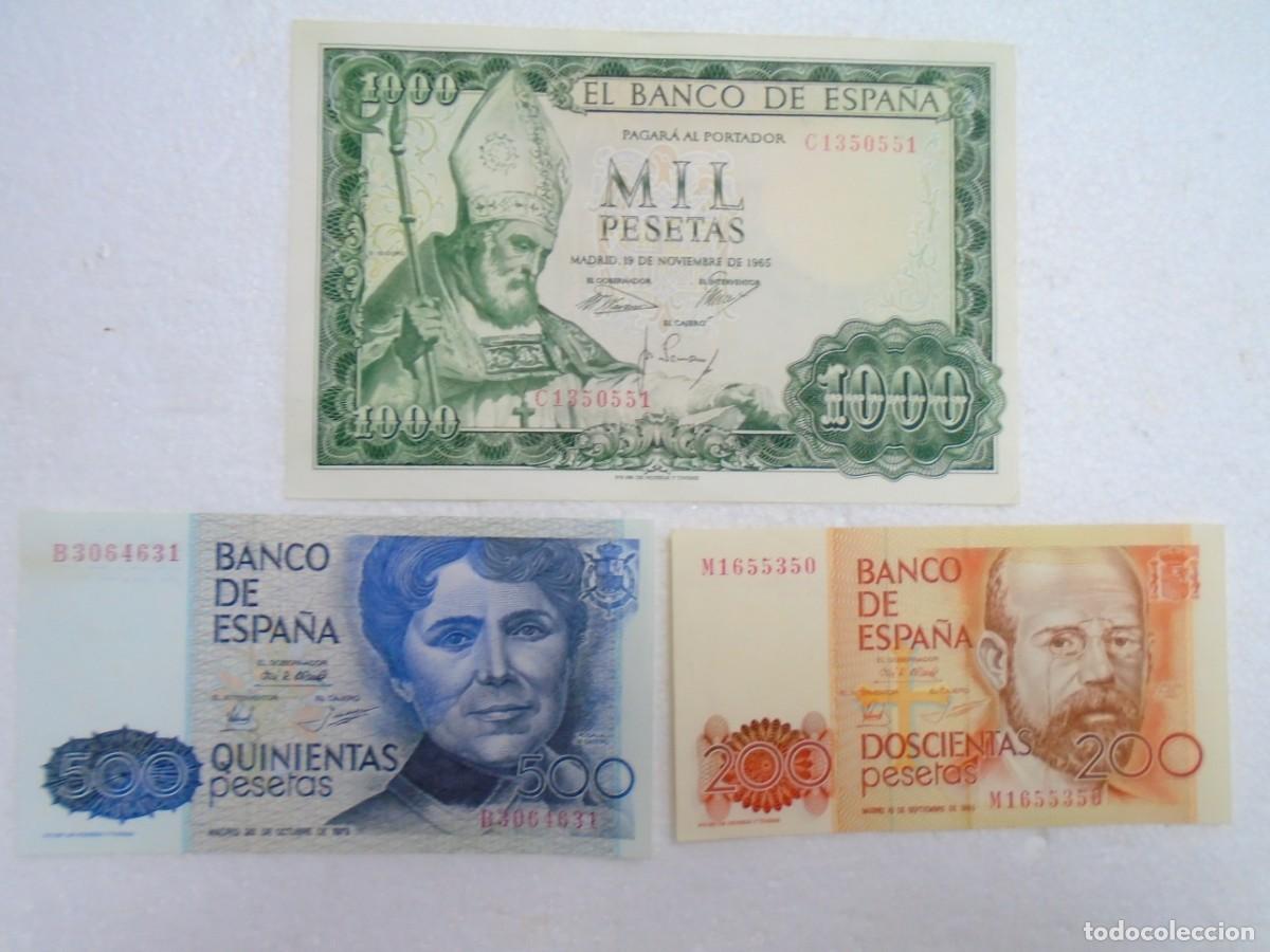 Billetes espa&ntilde;oles: EL BANCO DE ESPA&Ntilde;A .3 BILLETES DE 200-500-1000 PTAS.VER FOTOS.