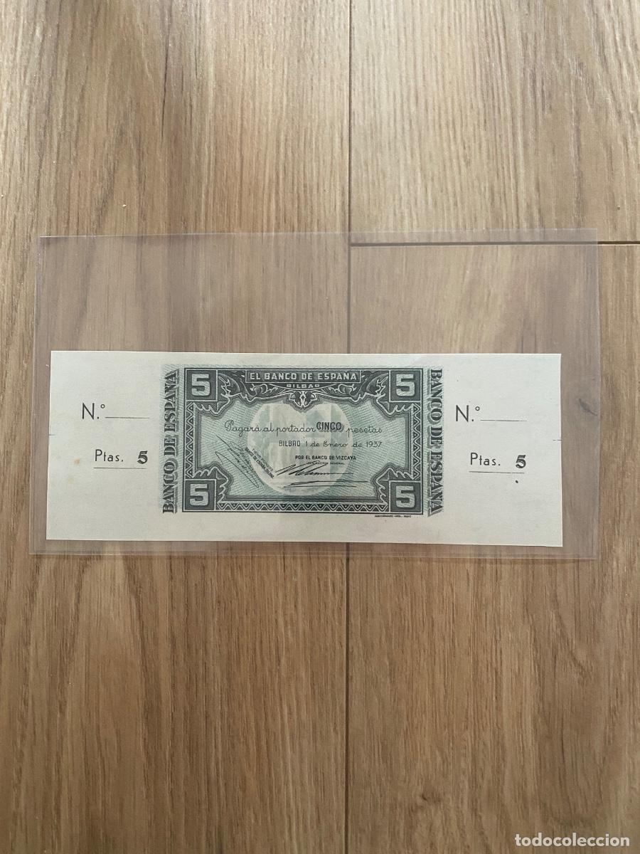 Billetes espa&ntilde;oles: Billete 5 pesetas Bilbao a&ntilde;o 1937