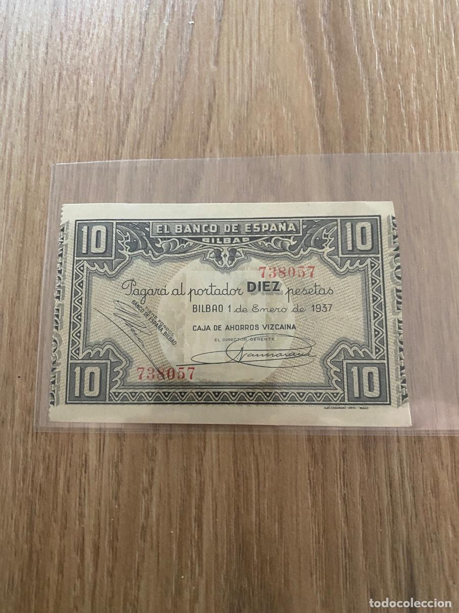 Billetes espa&ntilde;oles: Billete 10 pesetas Bilbao a&ntilde;o 1937