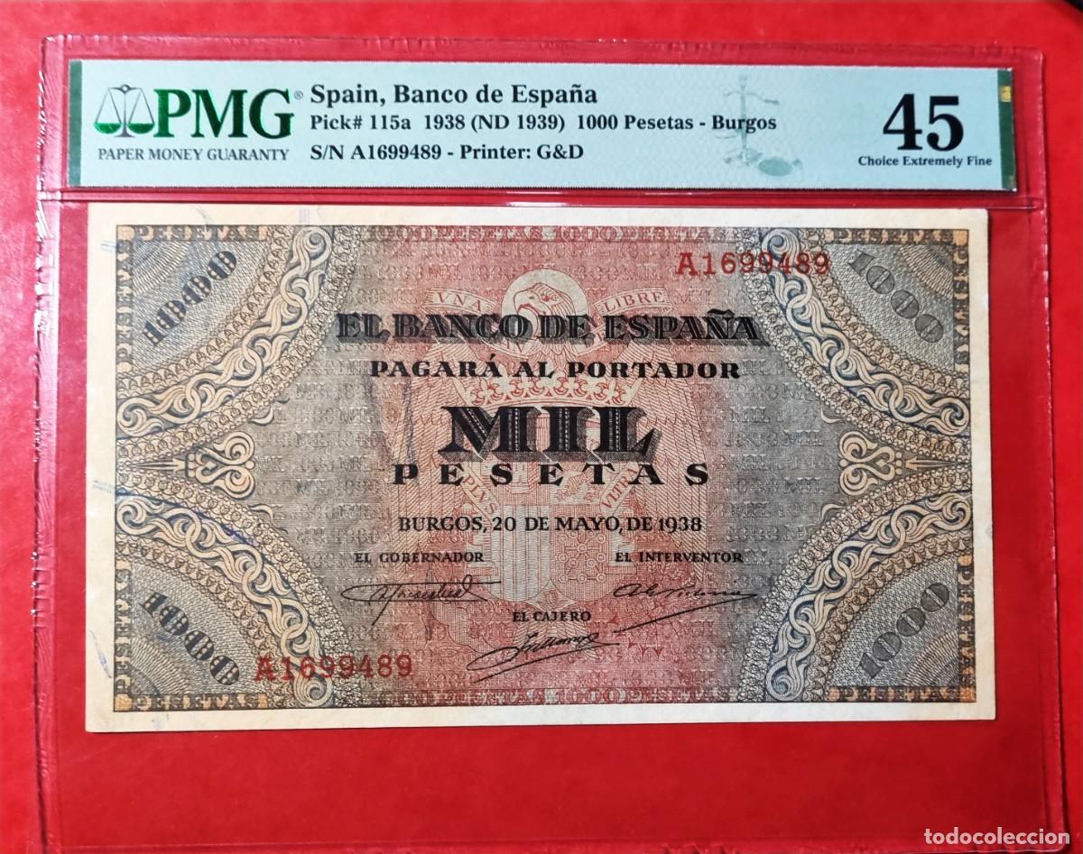 Billetes espa&ntilde;oles: ESTADO ESPA&Ntilde;OL PRECIOSO PMG 45 |SOLO ACEPTO PAYPAL| BILLETE 1000 PESETAS 1938 LEER DESCRIPCIO