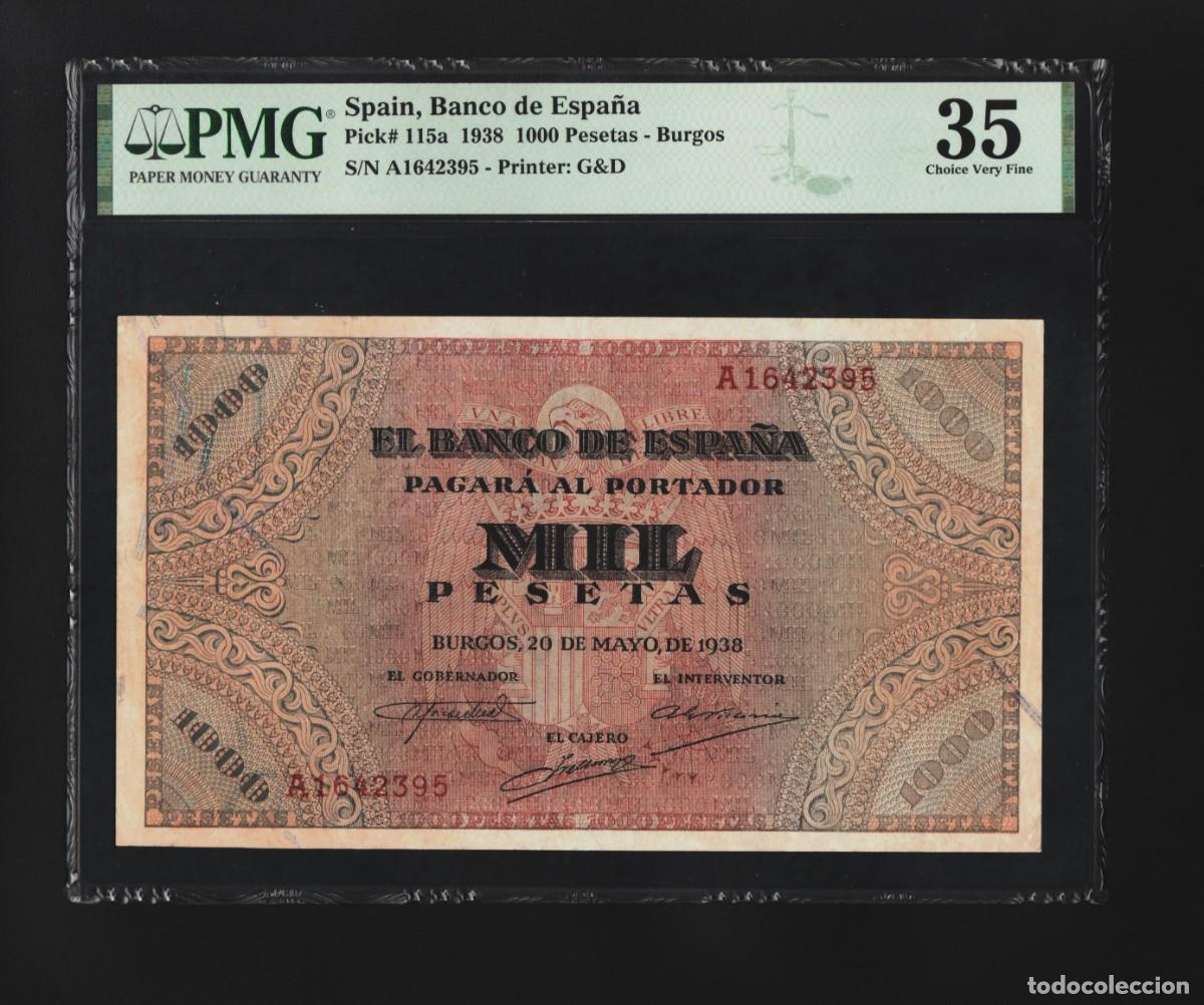 Billetes espa&ntilde;oles: ESTADO ESPA&Ntilde;OL PRECIOSO PMG 35 |SOLO ACEPTO PAYPAL| BILLETE 1000 PESETAS 1938 LEER DESCRIPCIO