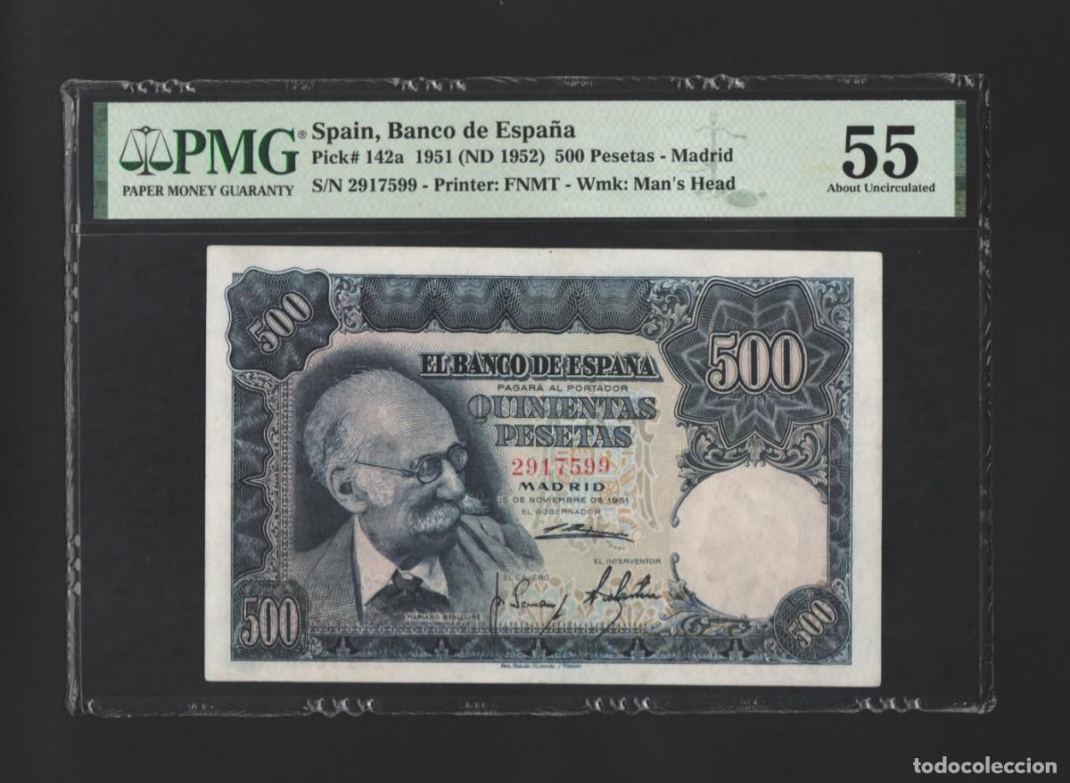 Billetes espa&ntilde;oles: SIN SERIE PRECIOSO PMG 55 |SOLO ACEPTO PAYPAL| BILLETE 500 PESETAS 1951 LEER DESCRIPCION