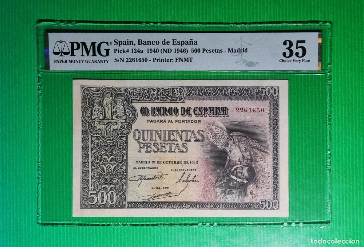 Billetes espa&ntilde;oles: CONDE ORGAZ PRECIOSO PMG 35 |SOLO ACEPTO PAYPAL| BILLETE 500 PESETAS 1940 LEER DESCRIPCION