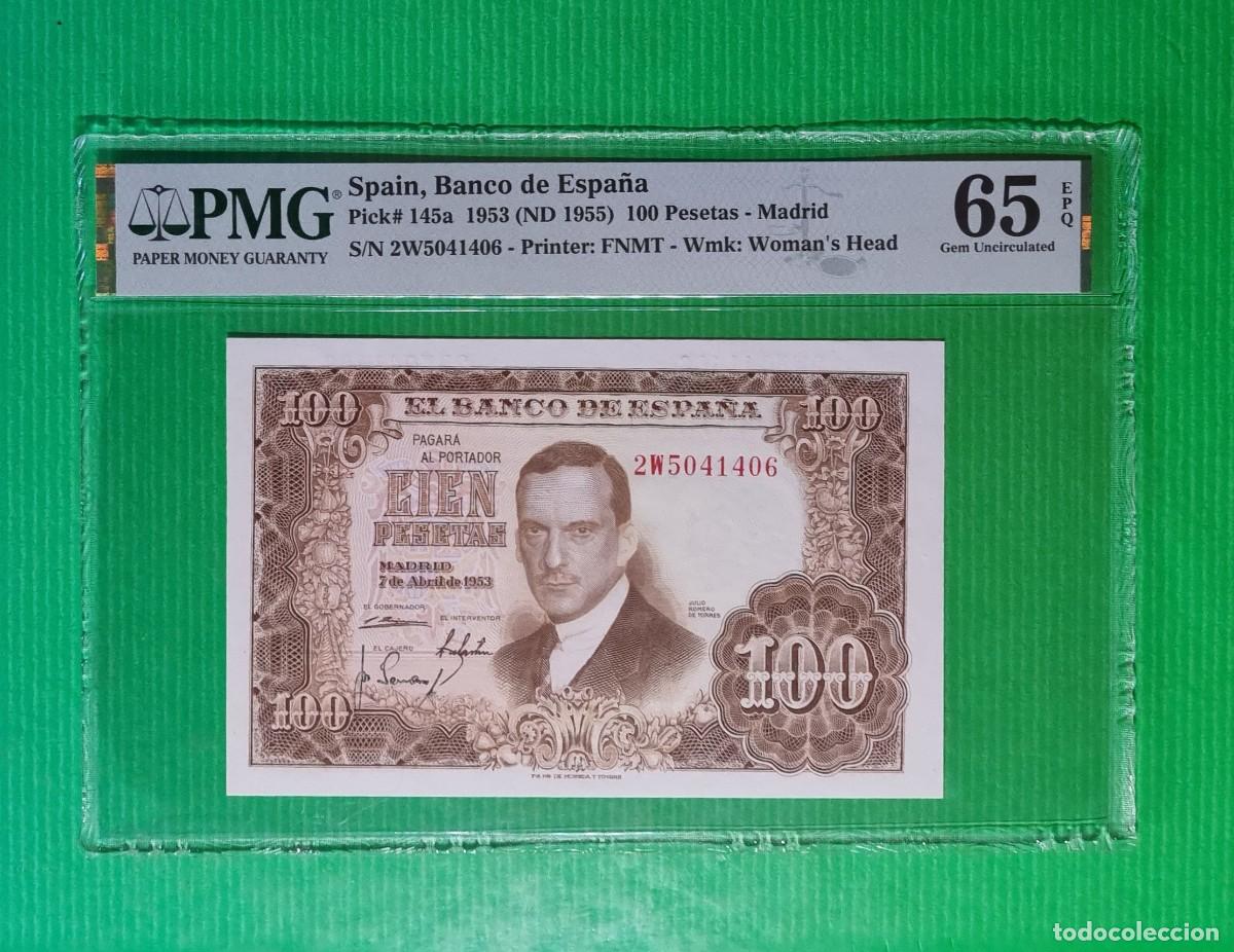 Billetes espa&ntilde;oles: ESTADO ESPA&Ntilde;OL EXCELENTE PMG 65 EPQ |SOLO ACEPTO PAYPAL| BILLETE 100 PESETAS 1953 LEER DESCRIPCION