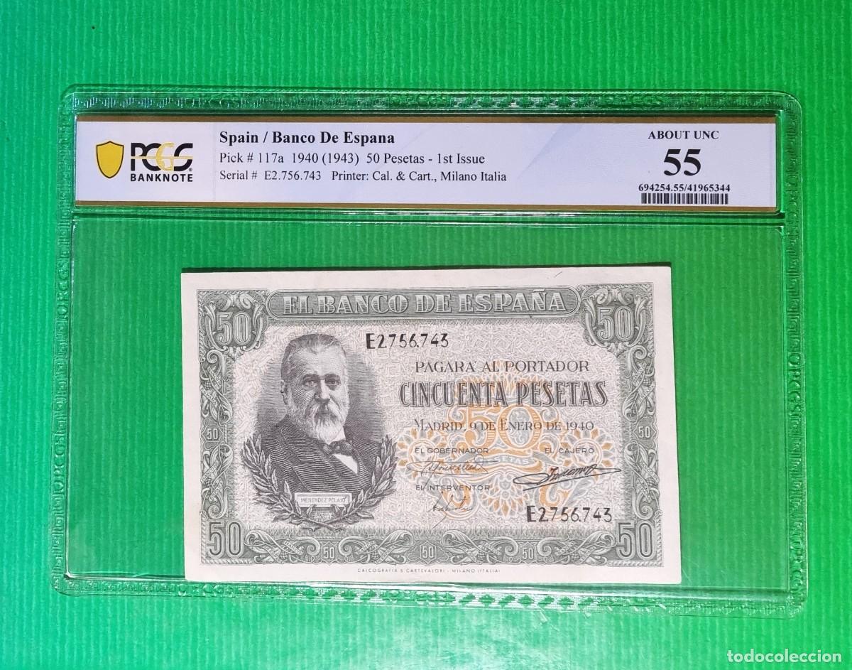 Billetes espa&ntilde;oles: ESTADO ESPA&Ntilde;OL PRECIOSO PCGS 55 |SOLO ACEPTO PAYPAL| BILLETE 50 PESETAS 1940 LEER DESCRIPCION