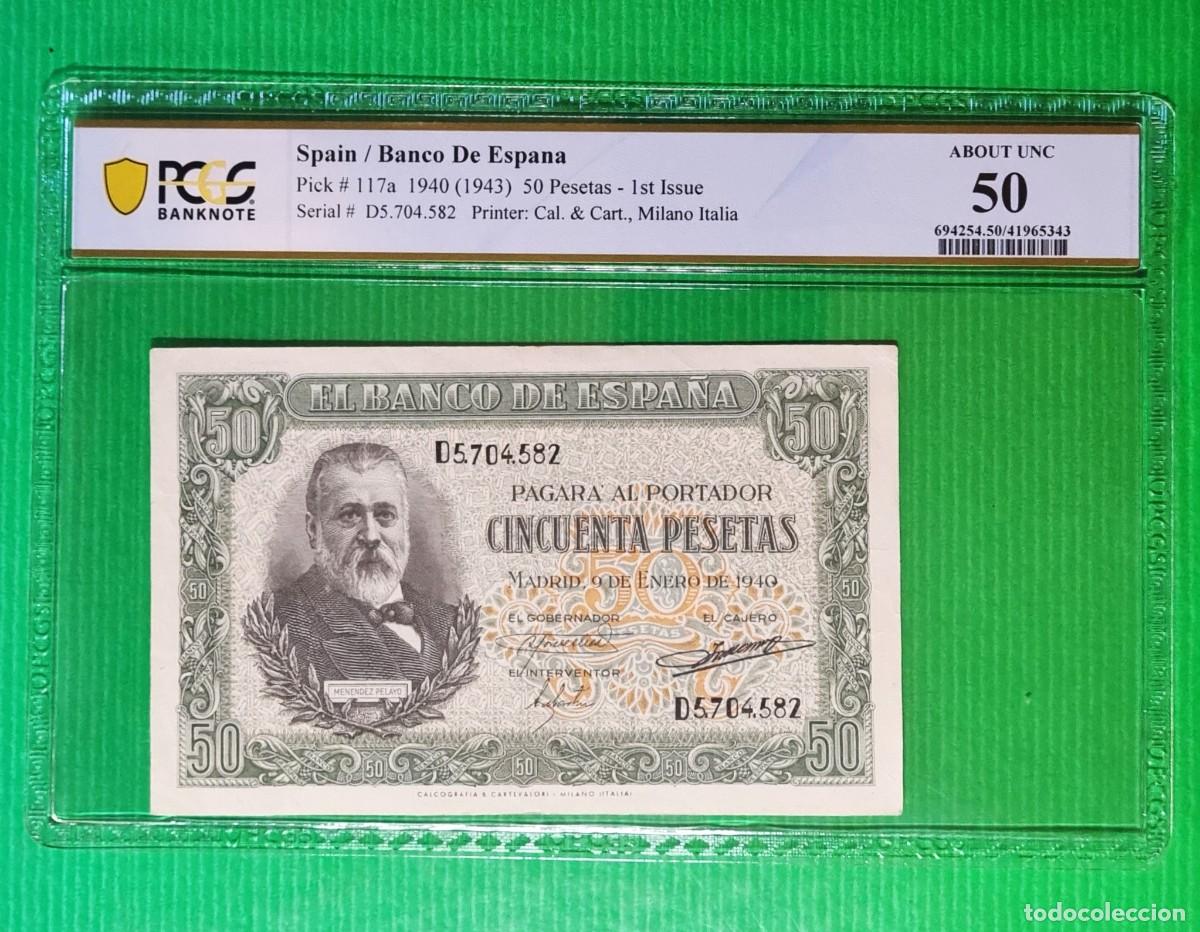 Billetes espa&ntilde;oles: ESTADO ESPA&Ntilde;OL PRECIOSO PCGS 50 |SOLO ACEPTO PAYPAL| BILLETE 50 PESETAS 1940 LEER DESCRIPCION
