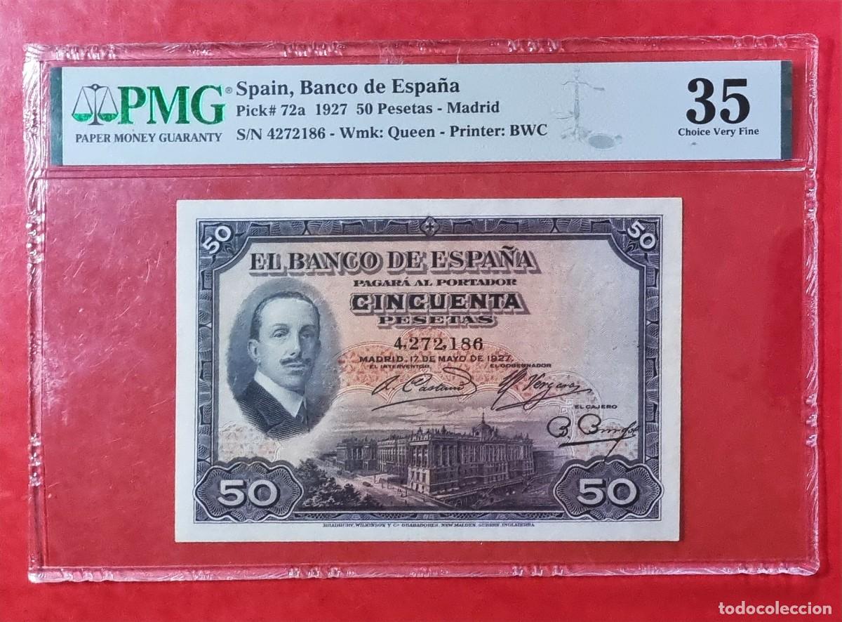 Billetes espa&ntilde;oles: SIN SELLOS ALFONSO XIII PRECIOSO PMG 35|SOLO ACEPTO PAYPAL| BILLETE 50 PESETAS 1927 LEER DESCRIPCION