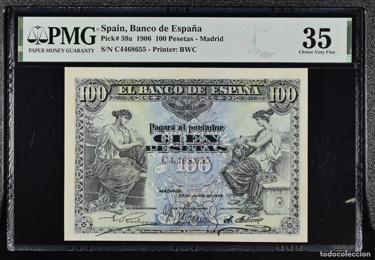 Billetes espa&ntilde;oles: CL&Aacute;SICO ALEGOR&Iacute;AS PRECIOSO PMG 35 |SOLO ACEPTO PAYPAL| BILLETE 100 PESETAS 1906 LEER DESCRIPCION