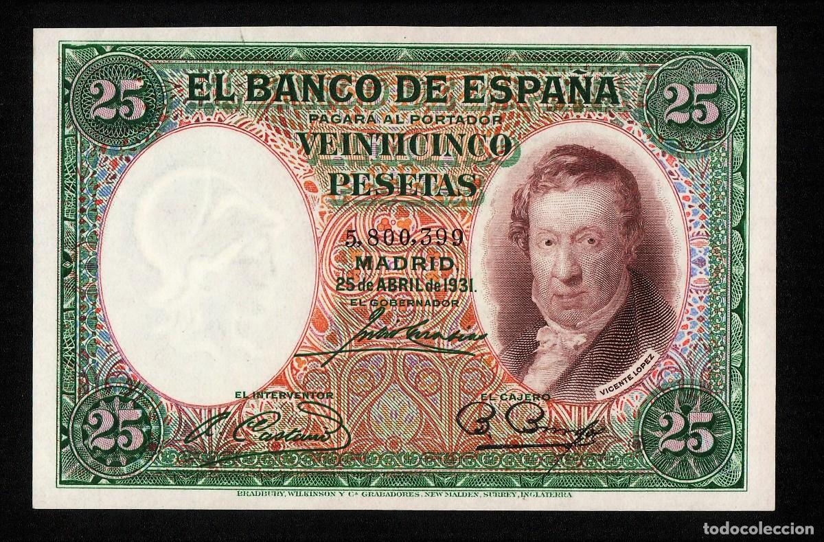 Billetes espa&ntilde;oles: ESPA&Ntilde;A REPUBLICA ESCASO SIN CIRCULAR |SOLO ACEPTO PAYPAL| BILLETE 25 PESETAS 1931 LEER DESCRIPCION