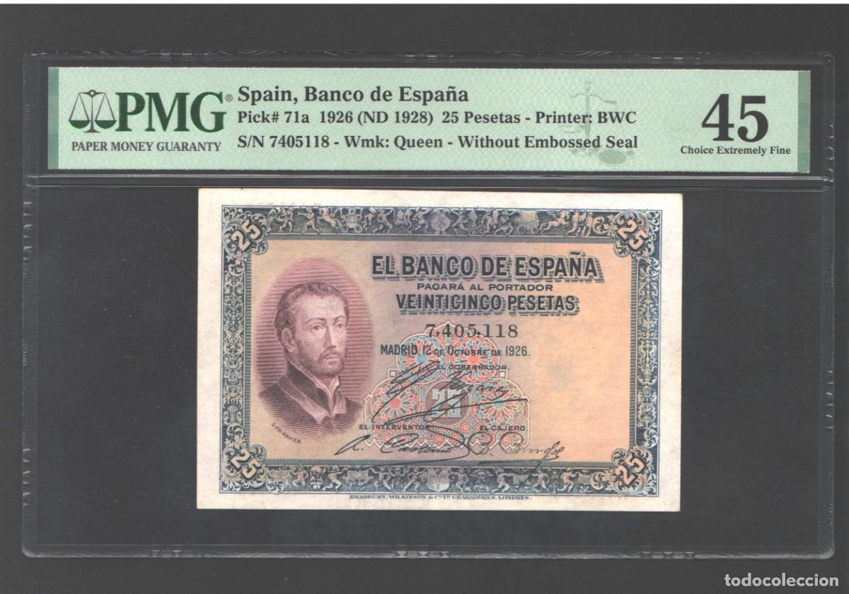 Billetes espa&ntilde;oles: SIN SERIE XAVIER PRECIOSO PMG 45 |SOLO ACEPTO PAYPAL| BILLETE 25 PESETAS 1926 LEER DESCRIPCION
