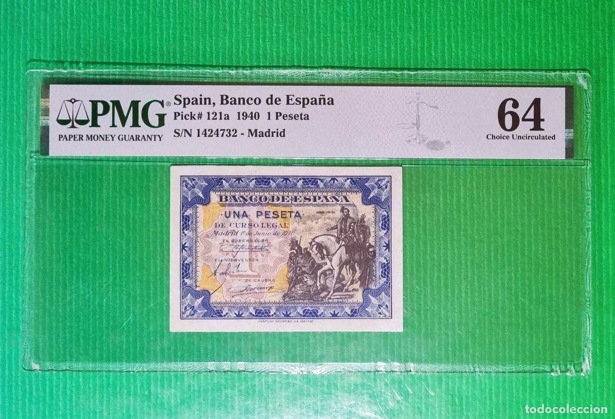 Billetes espa&ntilde;oles: SIN SERIE ESTADO ESPA&Ntilde;OL PRECIOSO PMG 64 |SOLO ACEPTO PAYPAL| BILLETE 1 PESETA 1940 LEER DESCRIPCION