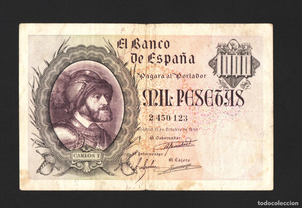 Billetes espa&ntilde;oles: CARLOS I MUY BUEN EJEMPLAR |SOLO ACEPTO PAYPAL| BILLETE 1000 PESETAS 1940 LEER DESCRIPCION