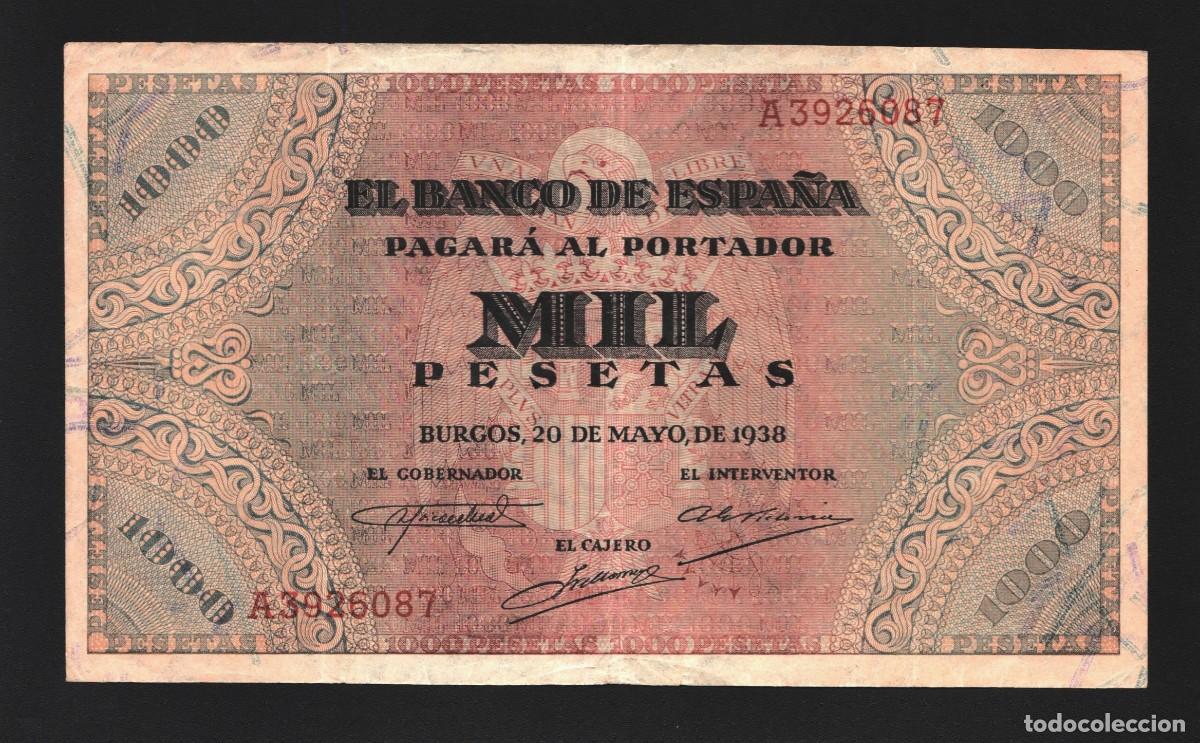 Billetes espa&ntilde;oles: ESPA&Ntilde;A BURGOS EXCELENTE EJEMPLAR |SOLO ACEPTO PAYPAL| BILLETE 1000 PESETAS 1938 LEER DESCRIPCION