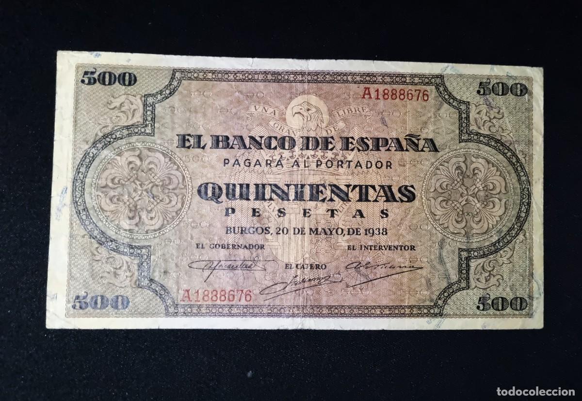 Billetes espa&ntilde;oles: ESPA&Ntilde;A BURGOS MUY BUEN EJEMPLAR |SOLO ACEPTO PAYPAL| BILLETE 500 PESETAS 1938 LEER DESCRIPCION