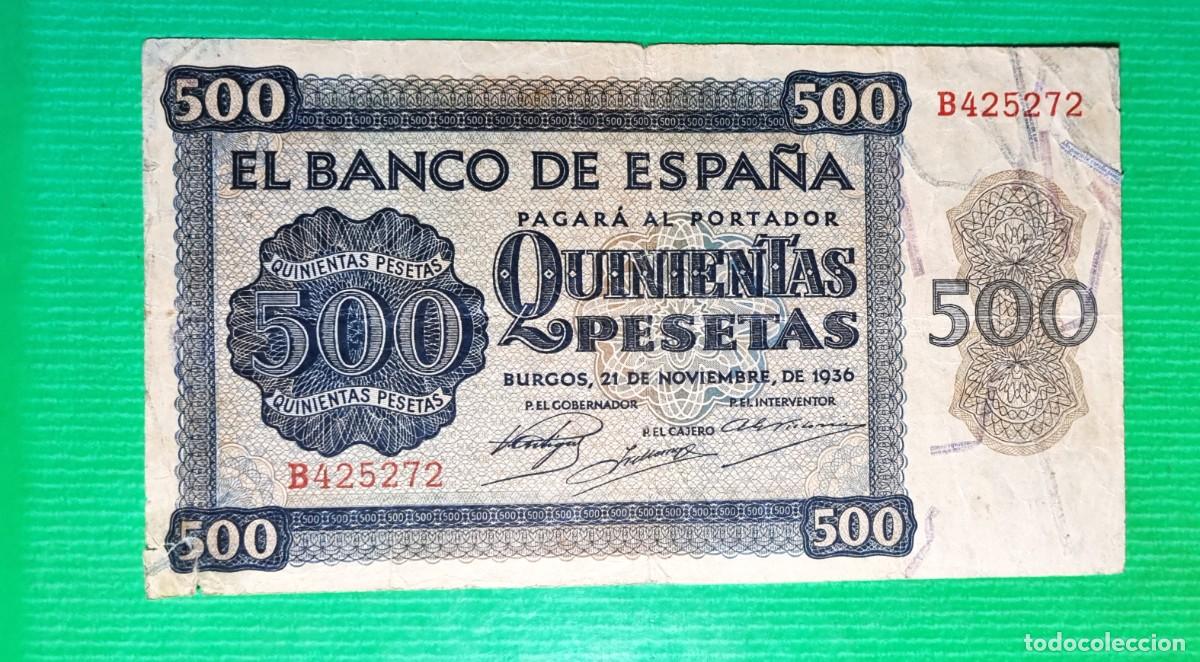 Billetes espa&ntilde;oles: ESTADO ESPA&Ntilde;OL MUY BUEN EJEMPLAR |SOLO ACEPTO PAYPAL| BILLETE 500 PESETAS 1936 LEER DESCRIPCION