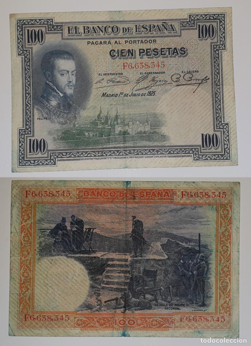 Billetes espa&ntilde;oles: 100 PESETAS 1925 FELIPE II &ndash; BANCO DE ESPA&Ntilde;A &ndash; EL ESCORIAL &ndash; SERIE F &ndash; F6.638.345