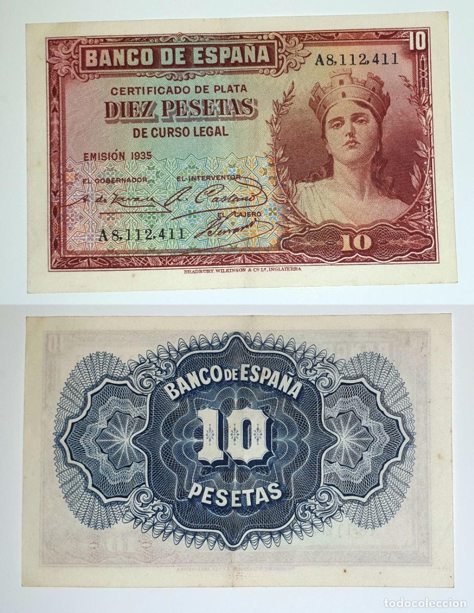 Billetes espa&ntilde;oles: 10 PESETAS 1935 CERTIFICADO DE PLATA &ndash; BANCO DE ESPA&Ntilde;A &ndash; REP&Uacute;BLICA &ndash; SERIE A &ndash; A8.112.411