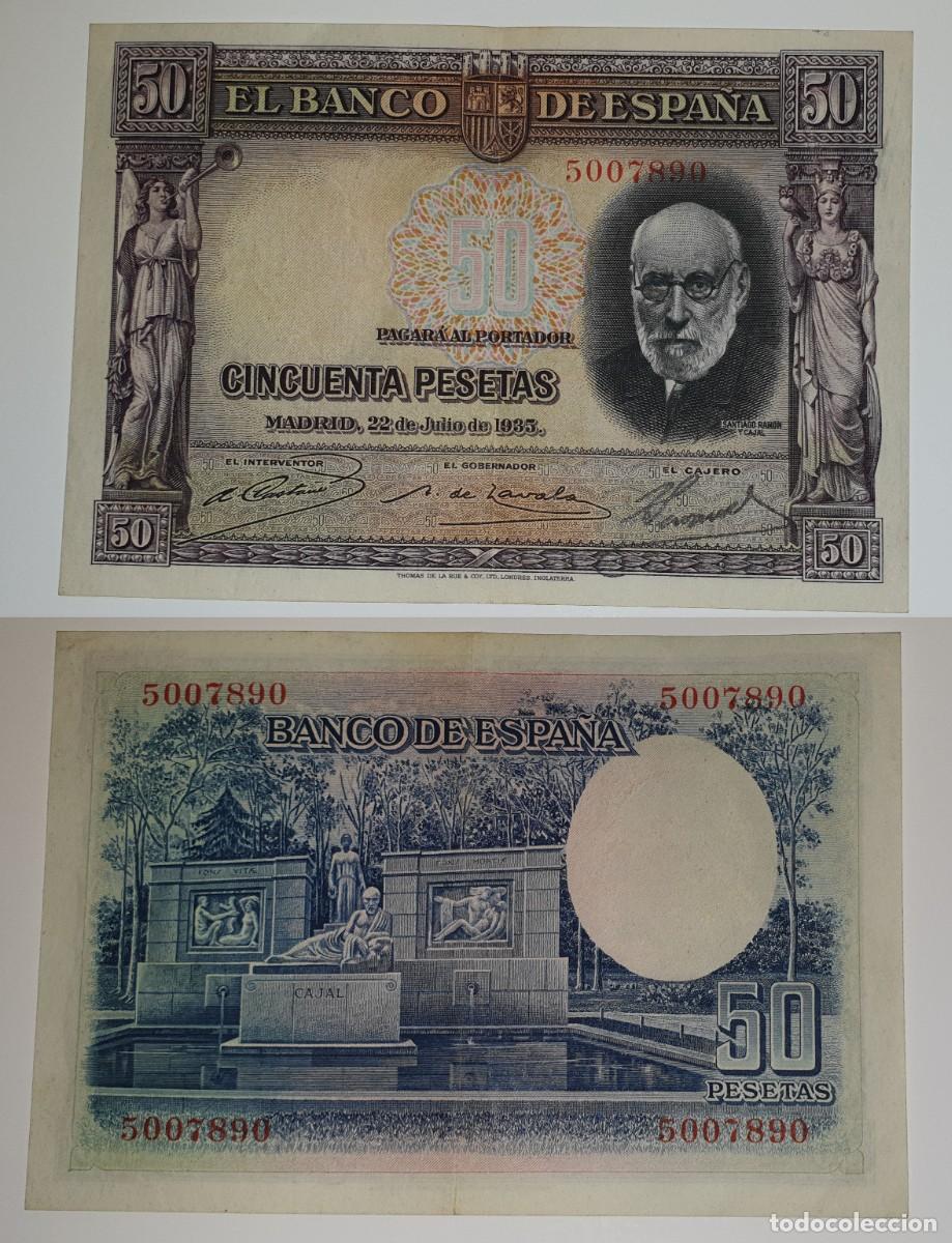 Billetes espa&ntilde;oles: 50 PESETAS 1935 RAM&Oacute;N Y CAJAL &ndash; BANCO DE ESPA&Ntilde;A &ndash; 22 JULIO &ndash; SIN SERIE &ndash; 5007890