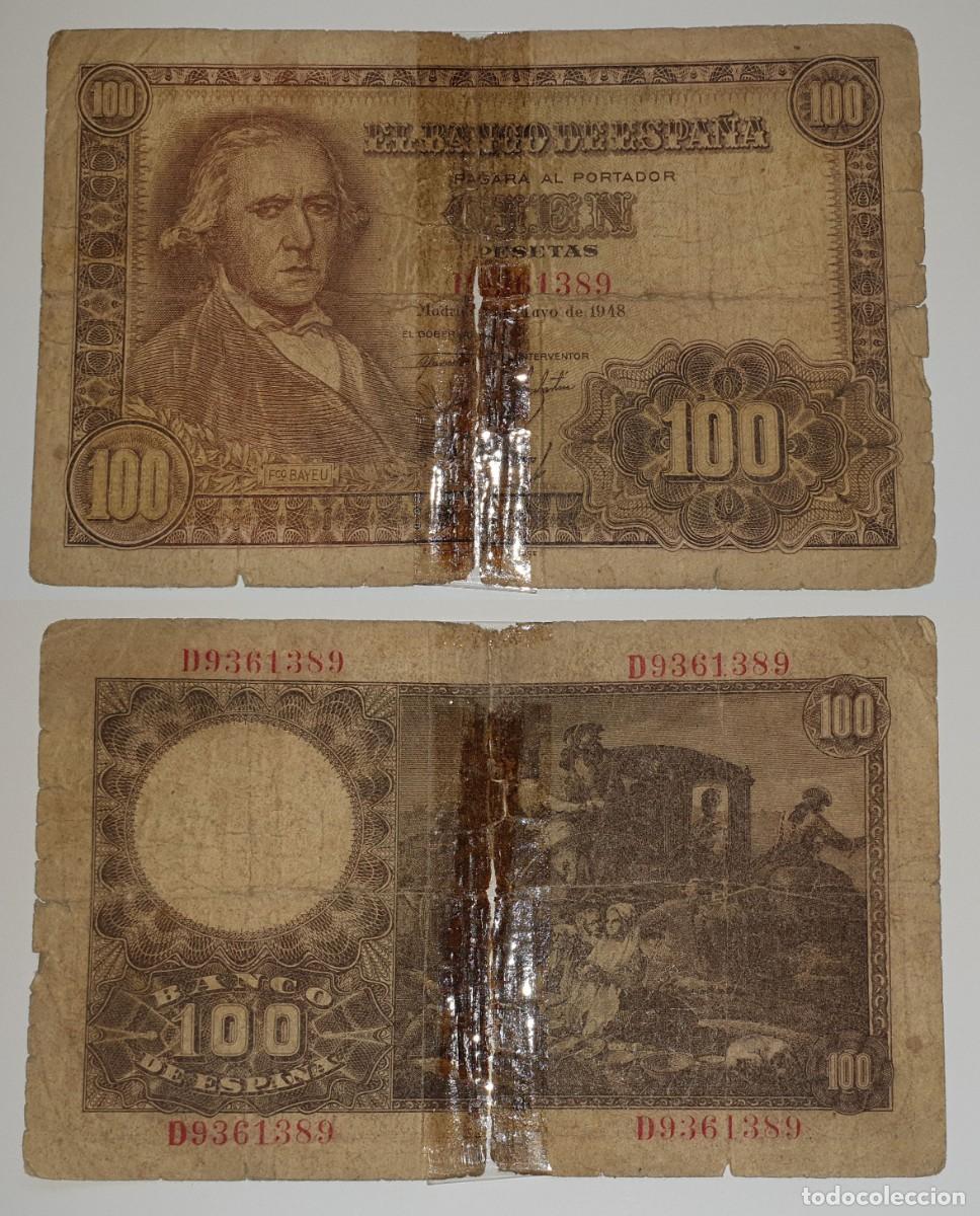 Billetes espa&ntilde;oles: Espa&ntilde;a &ndash; 100 Pesetas 1948 &ndash; Francisco Bayeu &ndash; Serie D &ndash; D9361389