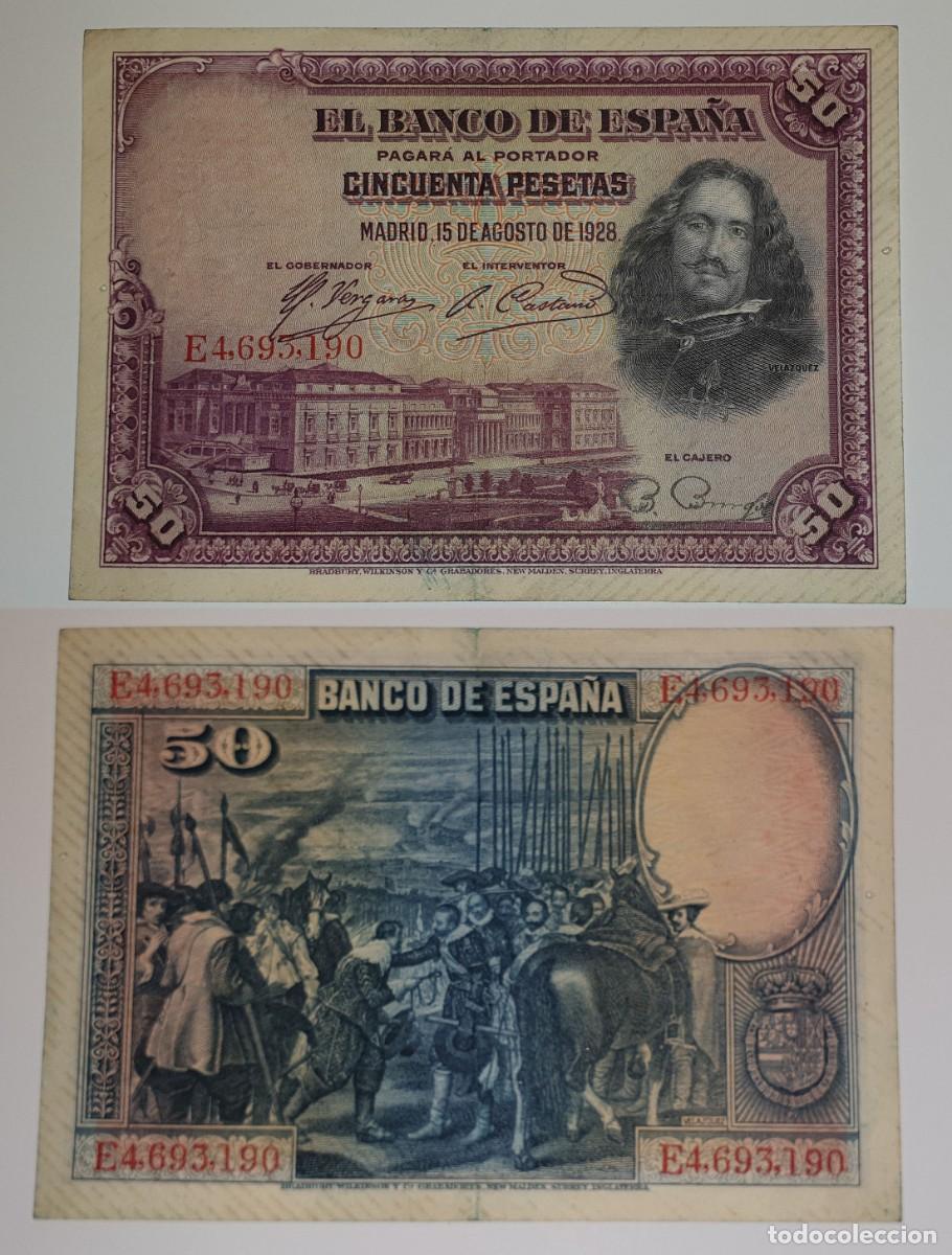 Billetes espa&ntilde;oles: Espa&ntilde;a &ndash; 50 Pesetas 1928 &ndash; Diego Vel&aacute;zquez &ndash; Serie E &ndash; E4693190