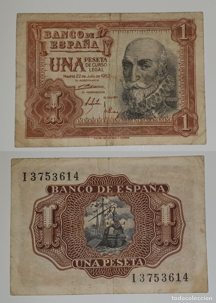 Billetes espa&ntilde;oles: Espa&ntilde;a &ndash; 1 Peseta 1953 &ndash; Marqu&eacute;s de Santa Cruz &ndash; Serie I &ndash; I3753614