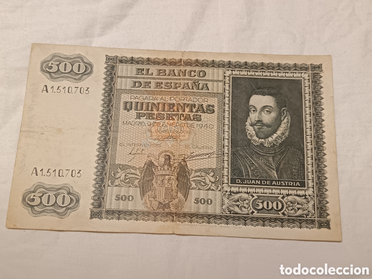 Billetes espa&ntilde;oles: 500 PESETAS DE 1940, ESPA&Ntilde;A , BUEN BILLETE