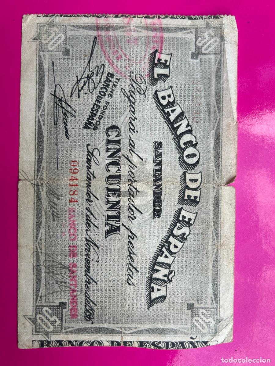 Billetes espa&ntilde;oles: 50 Pesetas 1936 Banco de Espa&ntilde;a- Santander 094184 RC-