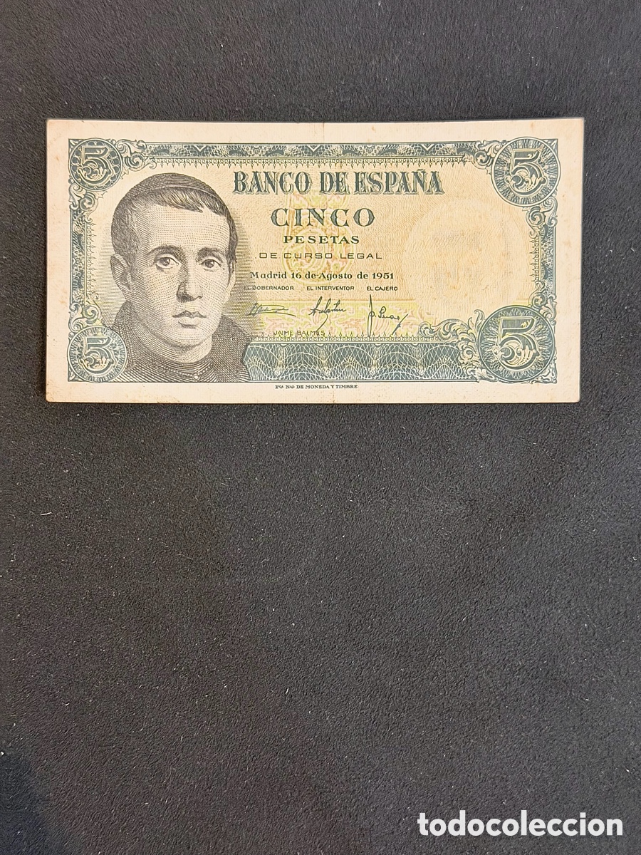Billets espagnols: Billete de 5 PESETAS de 1951- Serie L- JAIME BALMES