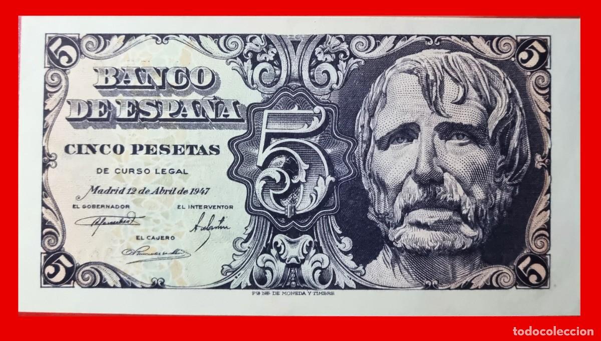 Billetes espa&ntilde;oles: SIN SERIE ** PRECIOSO SIN CIRCULAR SC |SOLO ACEPTO PAYPAL| BILLETE 5 PESETAS 1947 LEER DESCRIPCION