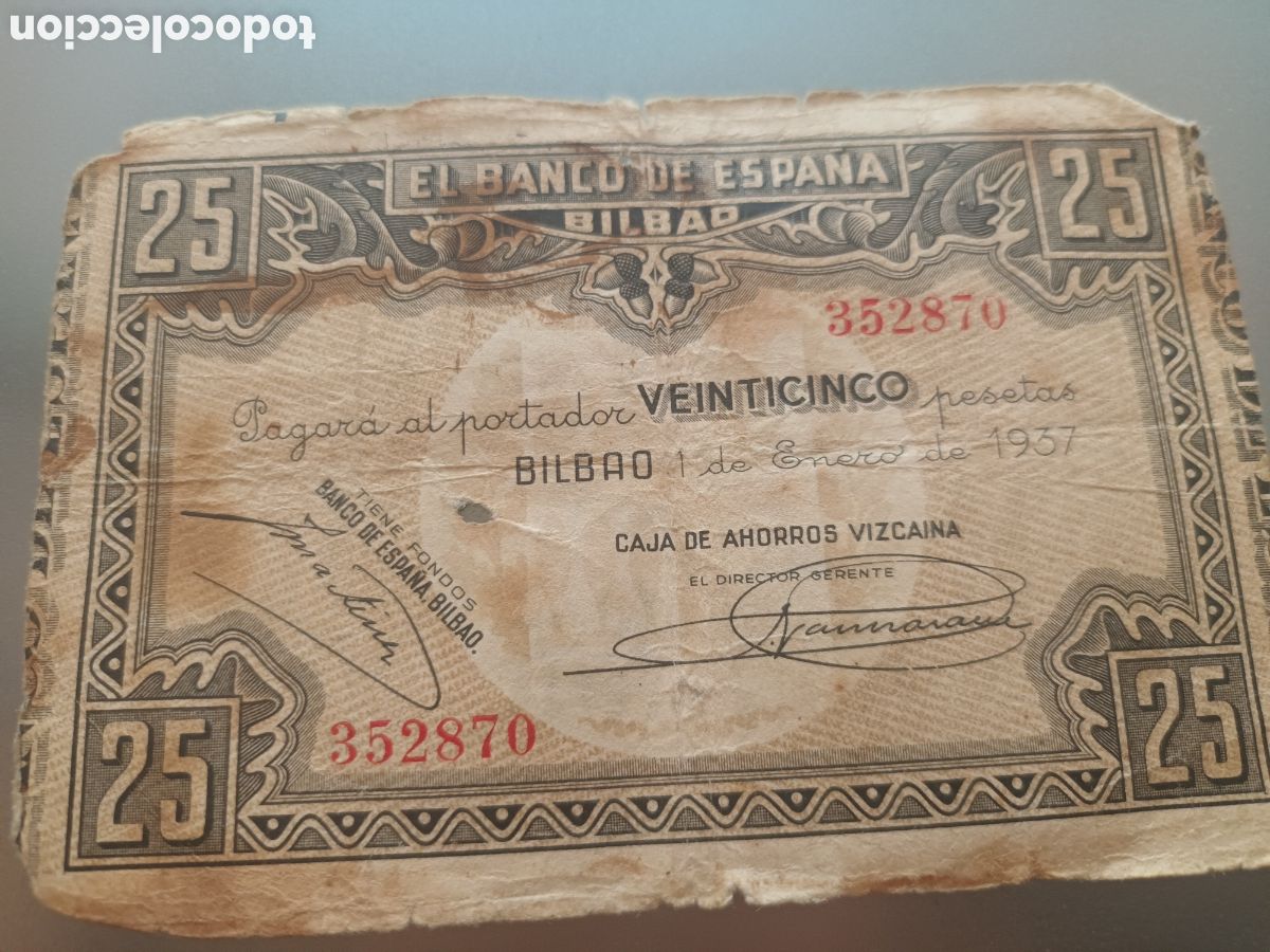 Billetes espa&ntilde;oles: BILLETE DE 25 PESETAS BILBAO ENERO DE 1937