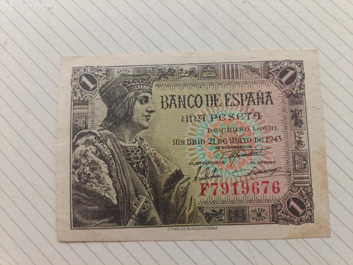 Billetes espa&ntilde;oles: ESPA&Ntilde;A 1 PESETA DE 1943 EBC
