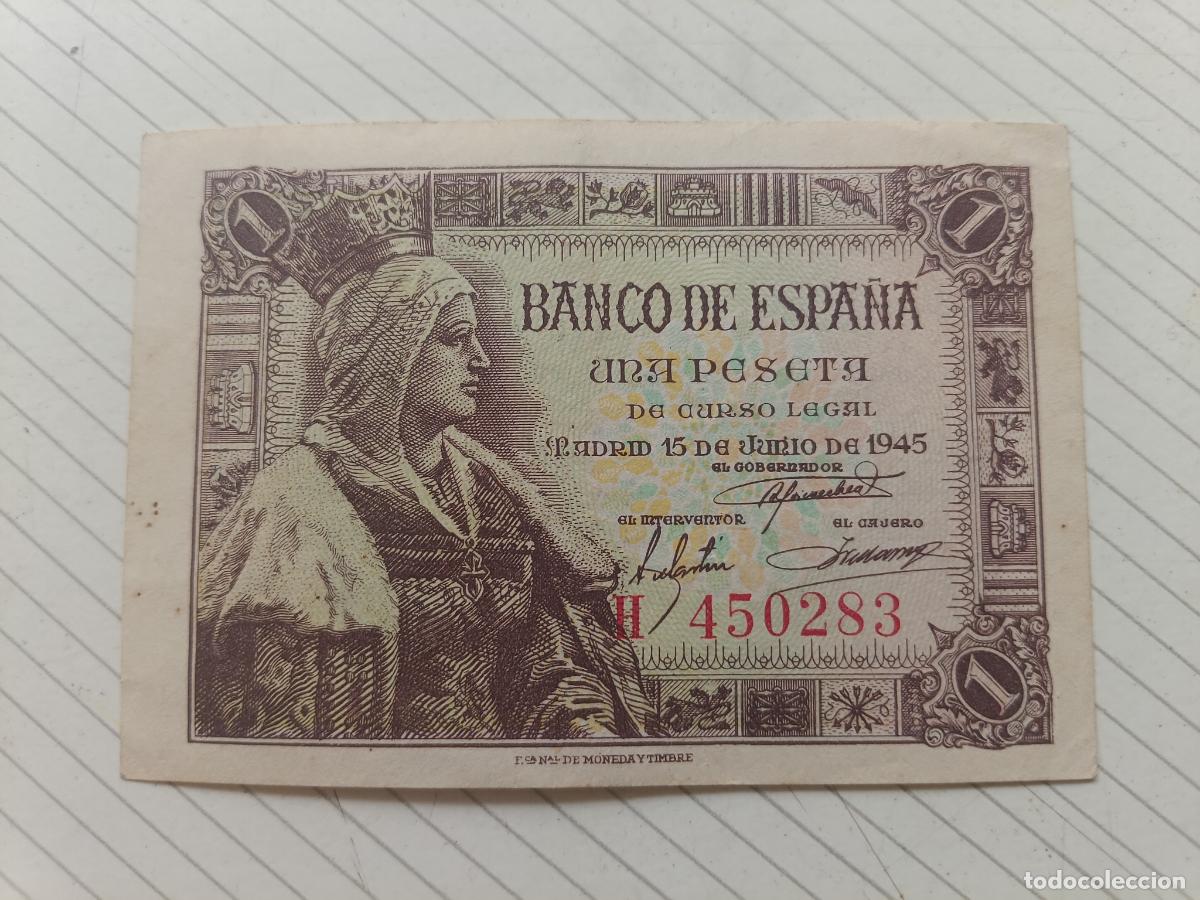Billetes espa&ntilde;oles: ESPA&Ntilde;A 1 PESETA DE 1945 EBC