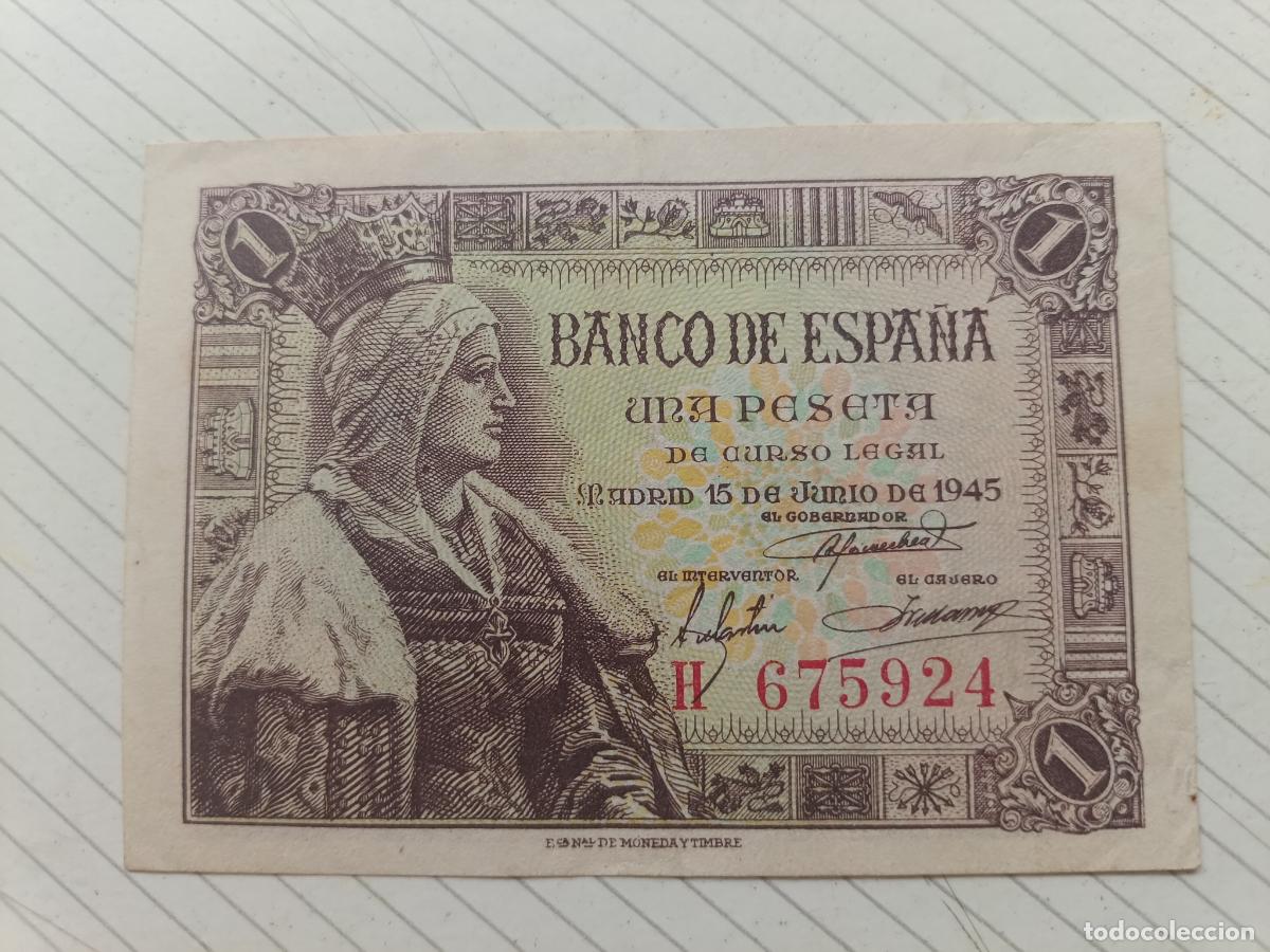 Billetes espa&ntilde;oles: ESPA&Ntilde;A 1 PESETA DE 1945 EBC+