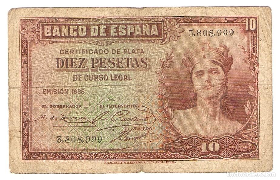 Billetes espa&ntilde;oles: 10 PESETAS CERTIFICADO DE PLATA EMISION 1935