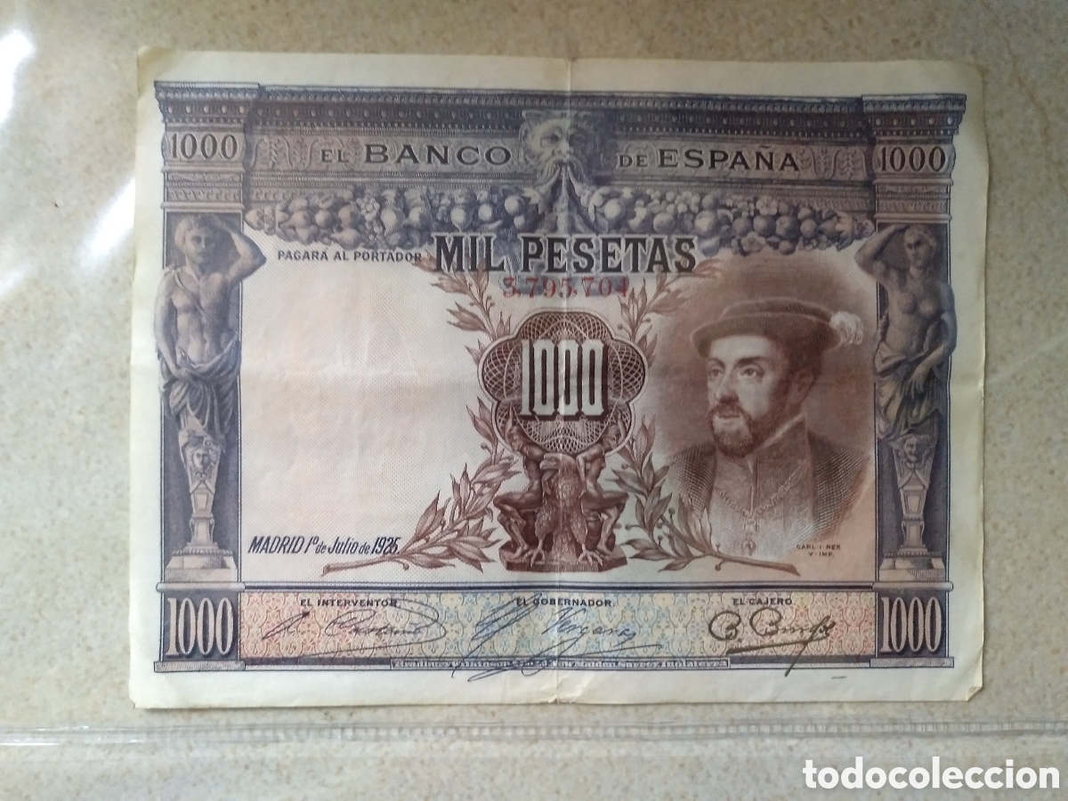 Billetes espa&ntilde;oles: BILLETE DE ESPA&Ntilde;A DE 1000 PESETAS DEL A&Ntilde;O 1925 DEL REY CARLOS I