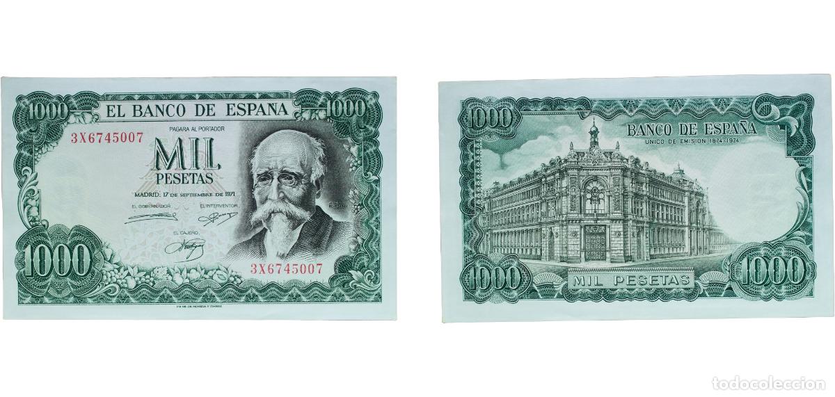 Billetes espa&ntilde;oles: Spain Nationalist Government 1971 1000 Pesetas (Centennial of the Bank of Spain) Paper AU P 154a.3