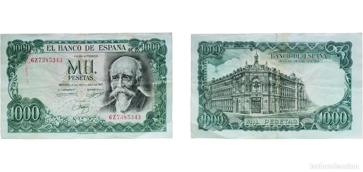 Billetes espa&ntilde;oles: Spain Nationalist Government 1971 1000 Pesetas (Centennial of the Bank of Spain) Paper XF P 154a.3
