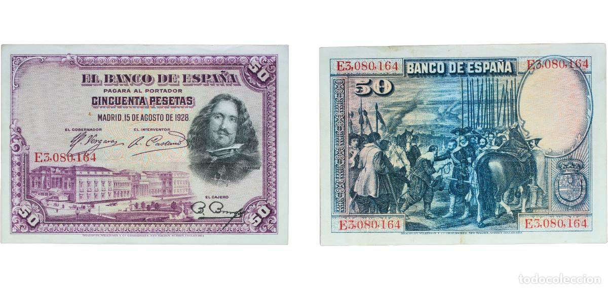 Billetes espa&ntilde;oles: Spain Kingdom 1928 50 Pesetas Paper (60000000) XF P 75b