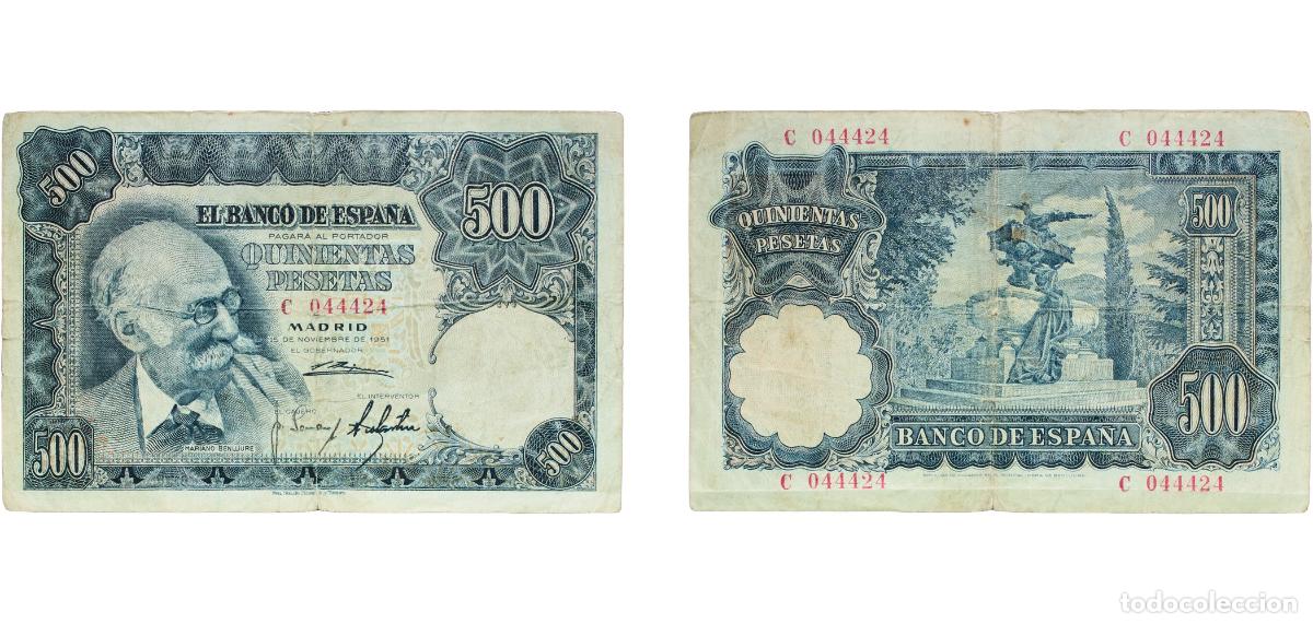 Billetes espa&ntilde;oles: Spain Nationalist Government 1951 500 Pesetas Paper (32934000) VF P 142a