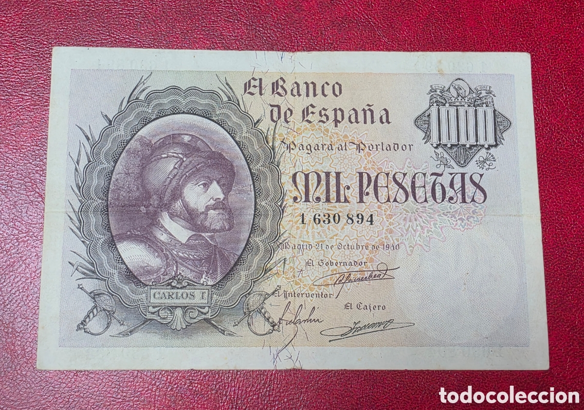 Billetes espa&ntilde;oles: Billete 1000 pesetas 1940 Carlos I muy bueno