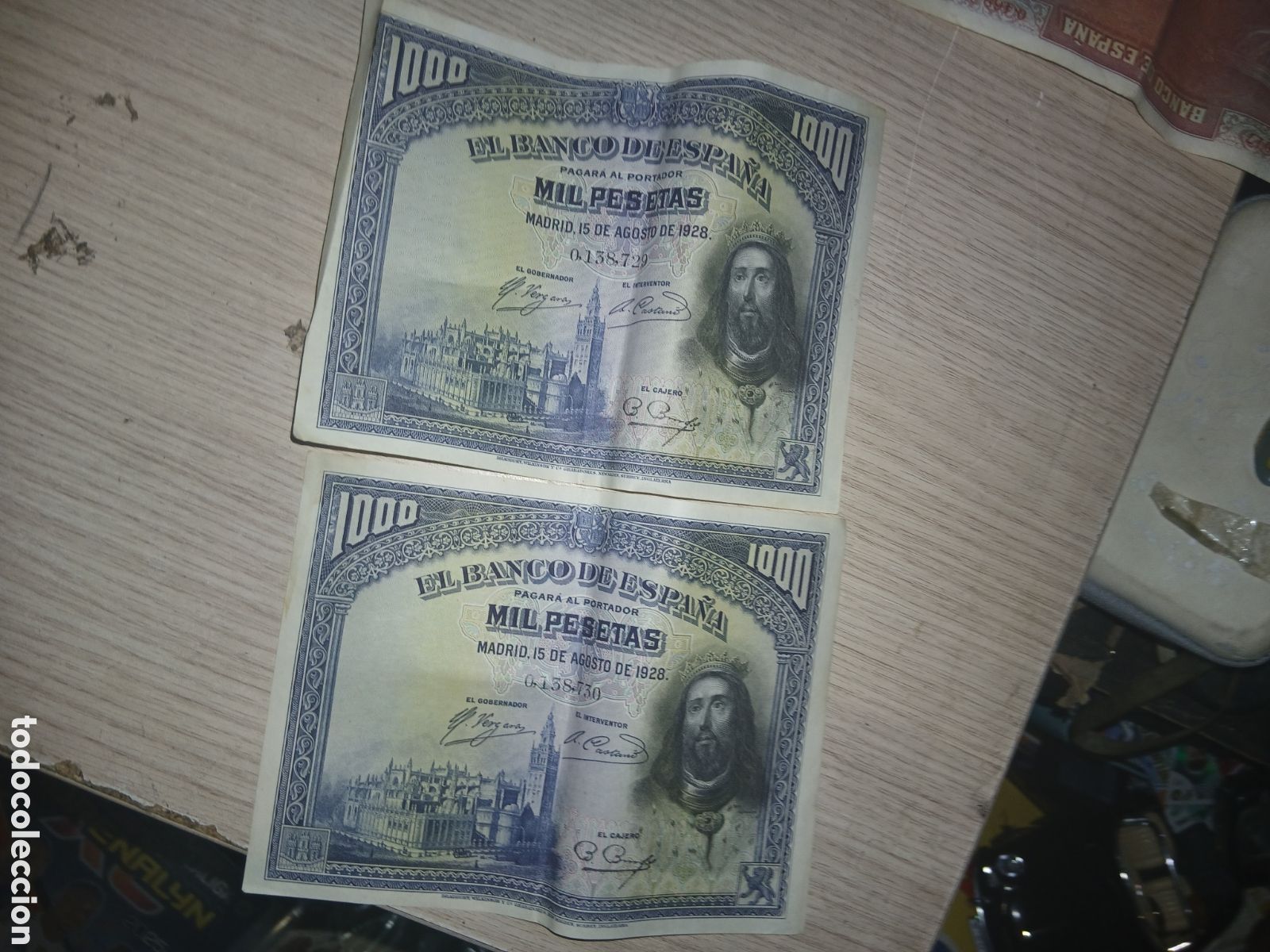 Billetes espa&ntilde;oles: 2 BILLETES CORRELATIVOS 1000 PESETAS 1928,,VER FOTOS