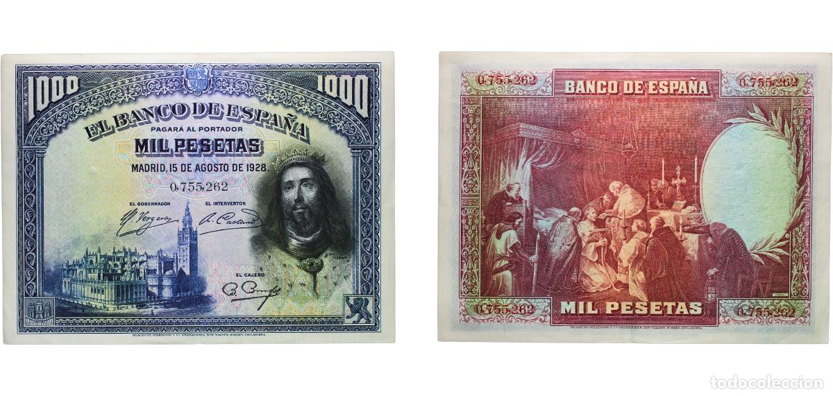 Billetes espa&ntilde;oles: Spain Kingdom 1928 1000 Pesetas Paper (2000000) AU P 78a