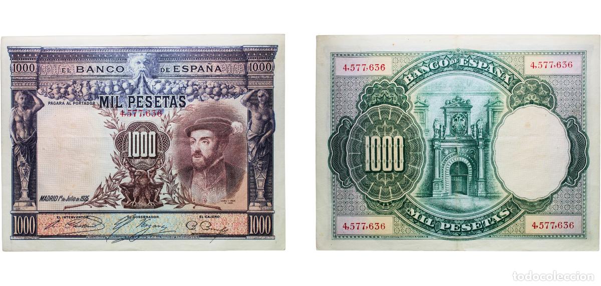 Billetes espa&ntilde;oles: Spain Kingdom 1925 1000 Pesetas Paper AU P 70c