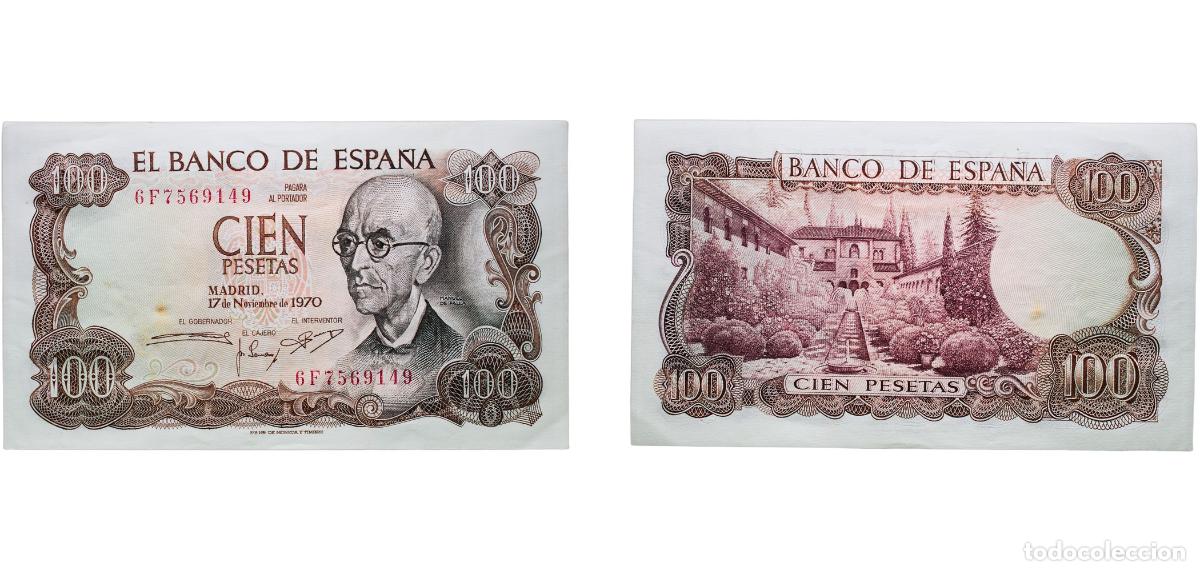 Billetes espa&ntilde;oles: Spain Nationalist Government 1970 100 Pesetas Paper AU P 152a.3