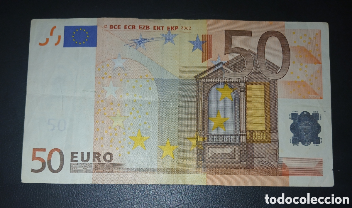 Billetes espa&ntilde;oles: Billete 50 Euros 2002 - Primera Serie (Firma Wim Duisenberg, Plancha M002G2, C&oacute;digo V Espa&ntilde;a)