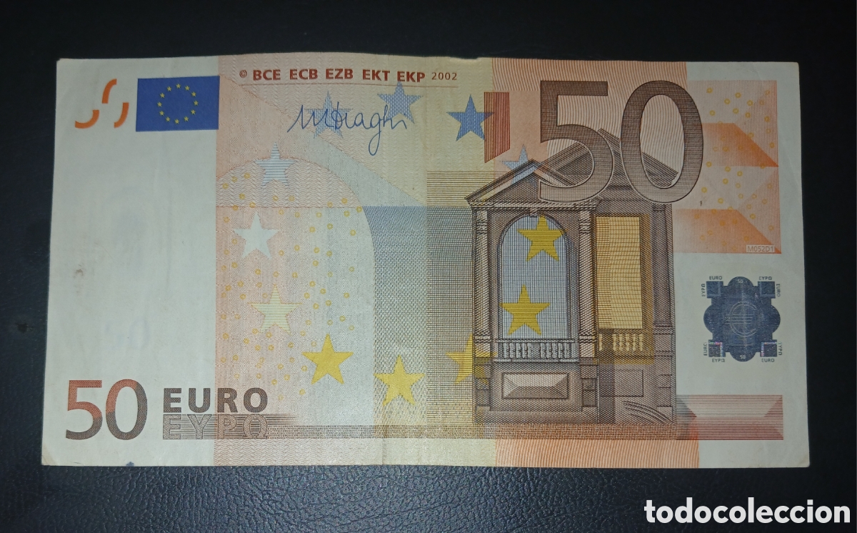 Billetes espa&ntilde;oles: Billete 50 Euros 2002 - Primera Serie (Firma Mario Draghi, Plancha M052D1, C&oacute;digo V Espa&ntilde;a)