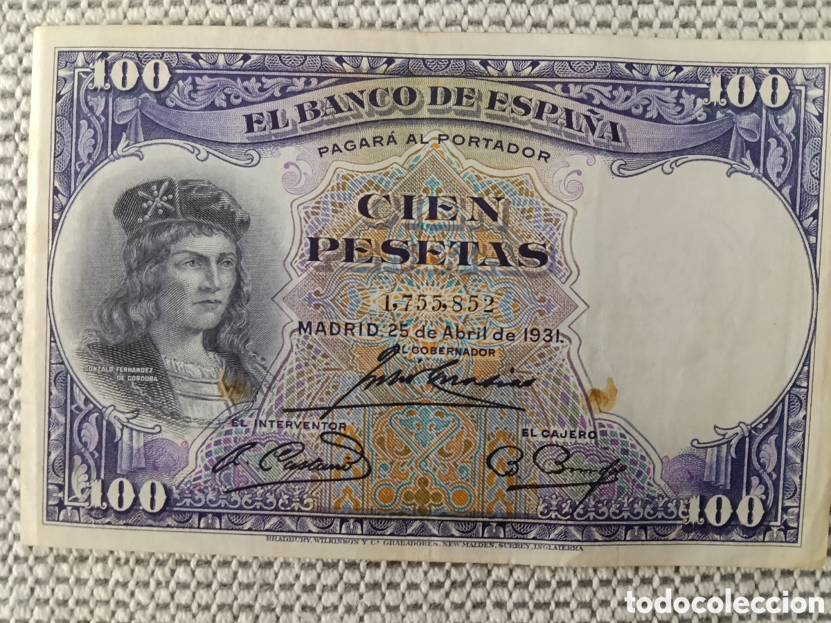 Billetes espa&ntilde;oles: Billete 100 Pesetas 1931 (Gran Capit&aacute;n) - II Rep&uacute;blica Espa&ntilde;ola Original