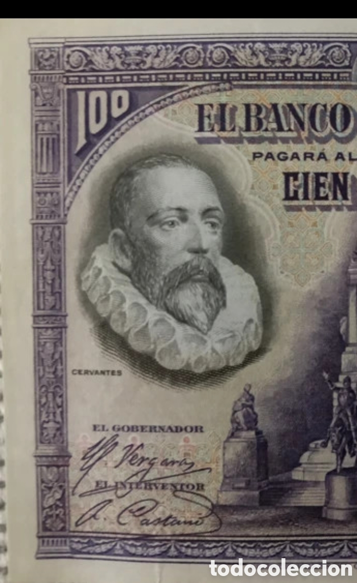 Billetes espa&ntilde;oles: Billete 100 Pesetas 1928 (Cervantes) - Banco de Espa&ntilde;a Original Serie A+ Regalo Billete
