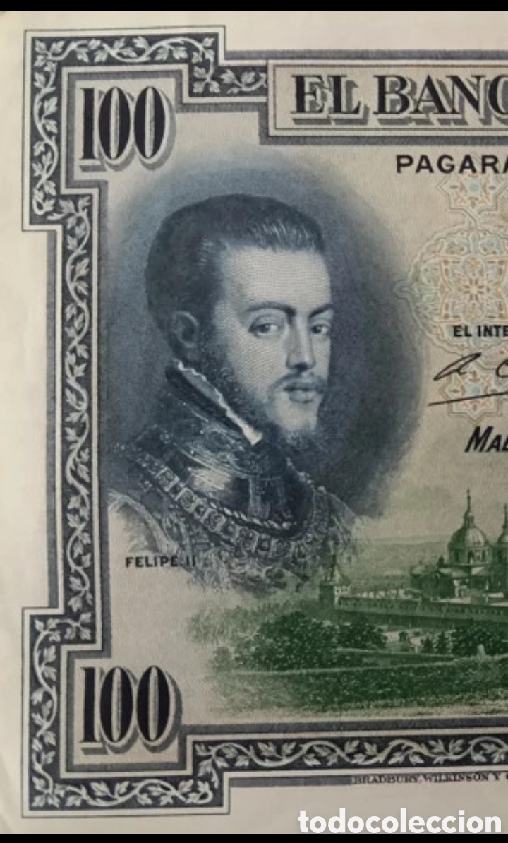 Billetes espa&ntilde;oles: Billete 100 Pesetas 1925 (Felipe II) - Banco de Espa&ntilde;a Original Serie F + Regalo Billete