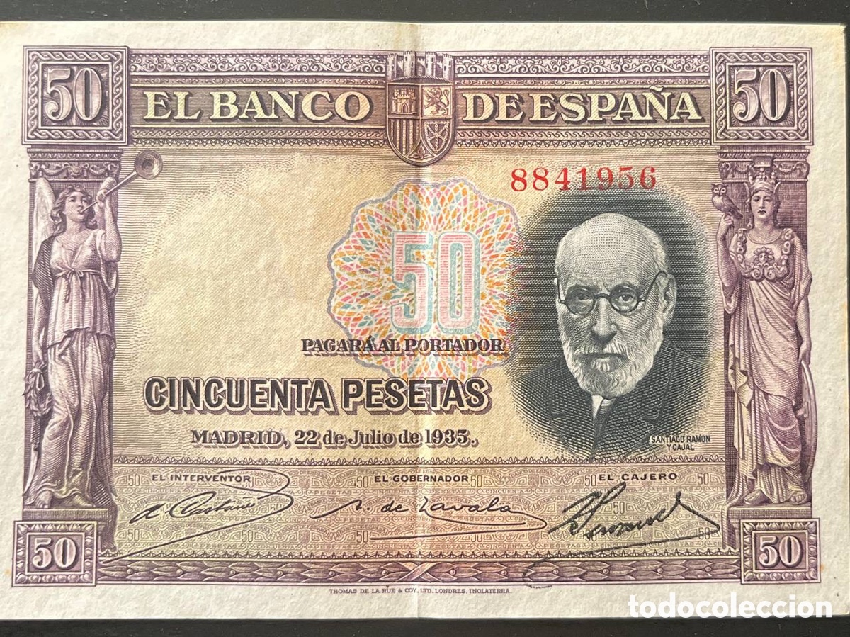 Billetes espa&ntilde;oles: 50 pesetas 1935 &ndash; santiago ram&oacute;n y cajal &ndash; banco de espa&ntilde;a